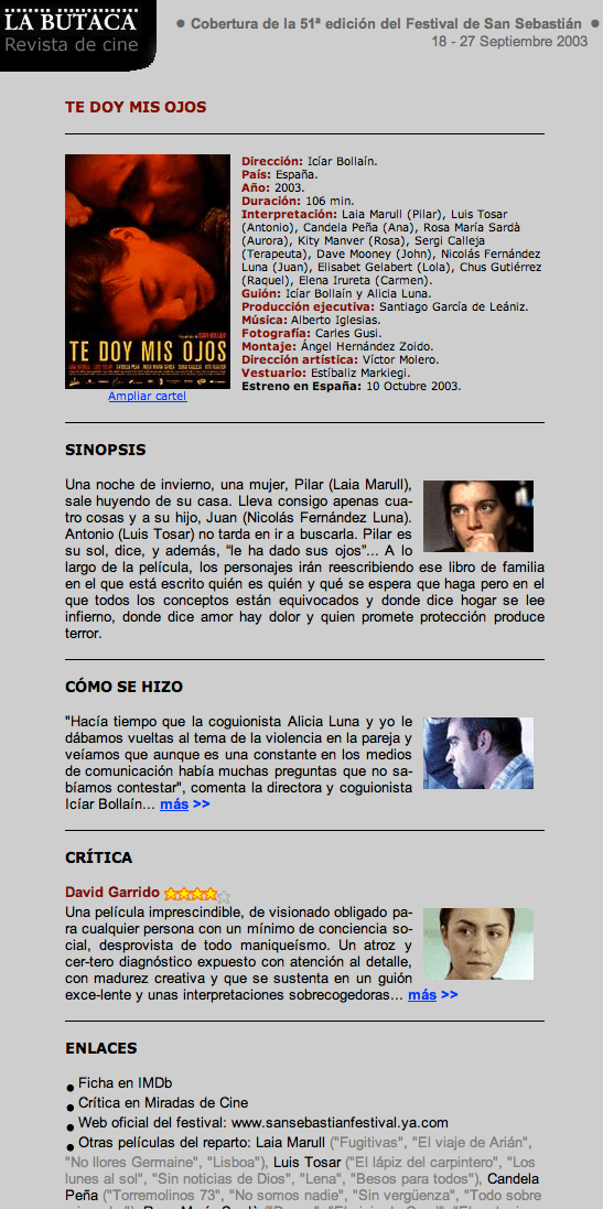 Te doy mis ojos cartel