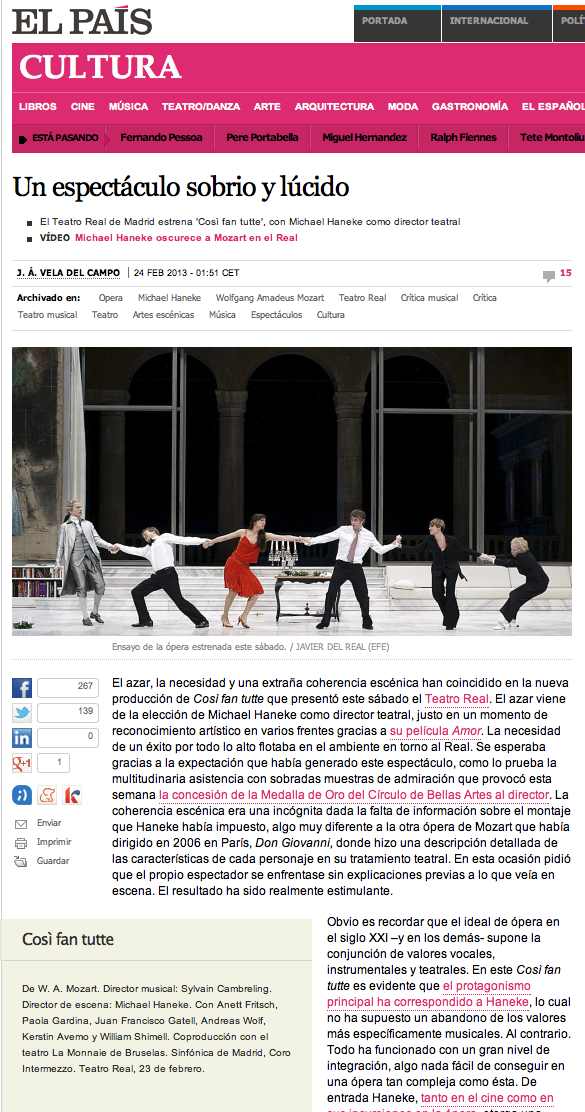 El Pais critica cosi